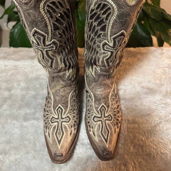 Corral Women's Cowgirl Boots, Wing and Cross Design Size 6.5M - Picture 3 of 10